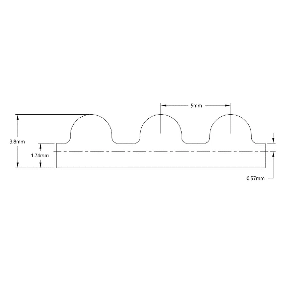 5412 Series 5mm HTD Pitch Timing Belt (9mm Width, 745mm Pitch Length, 149 Tooth) technical drawing
