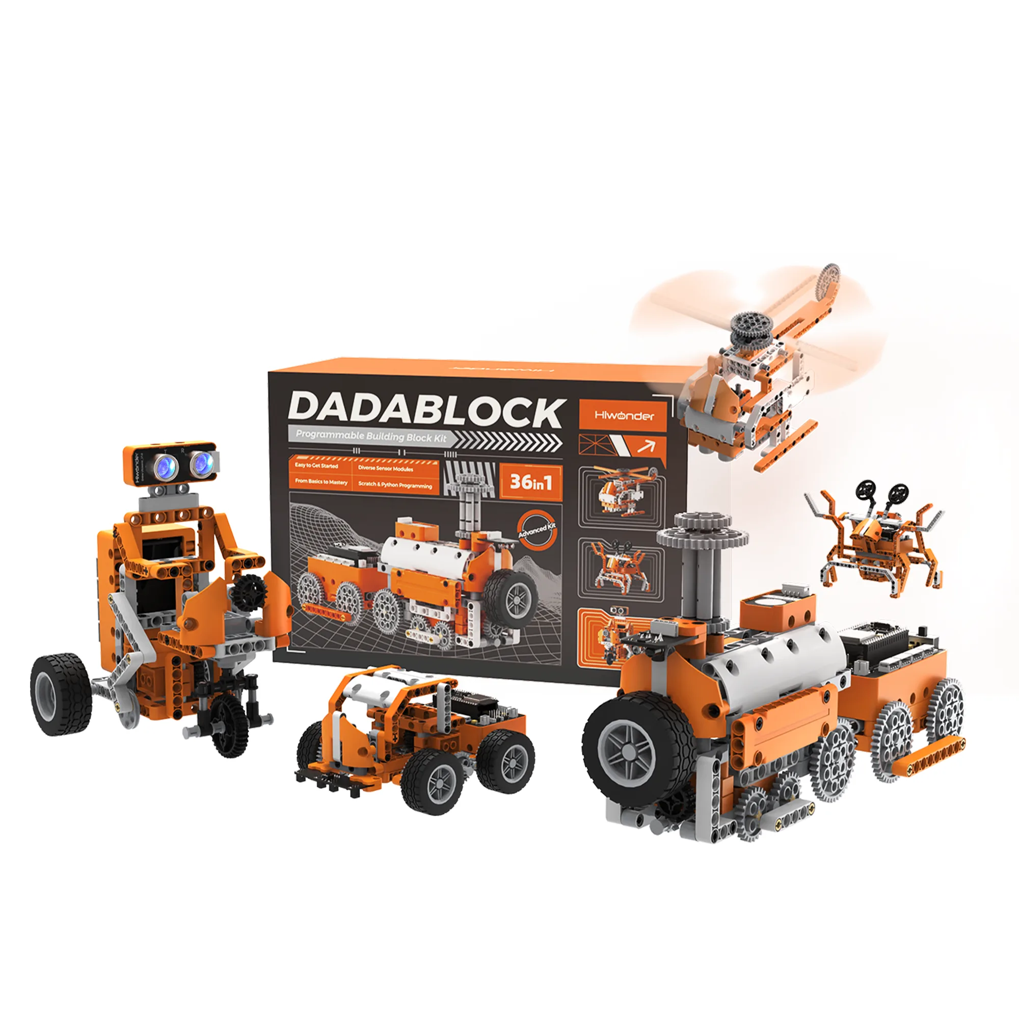 Hiwonder DaDablock Programmable Building Block Kit Powered by ESP32 with Sensor Expansion, LEGO-Compatible, Supports Scratch & Python