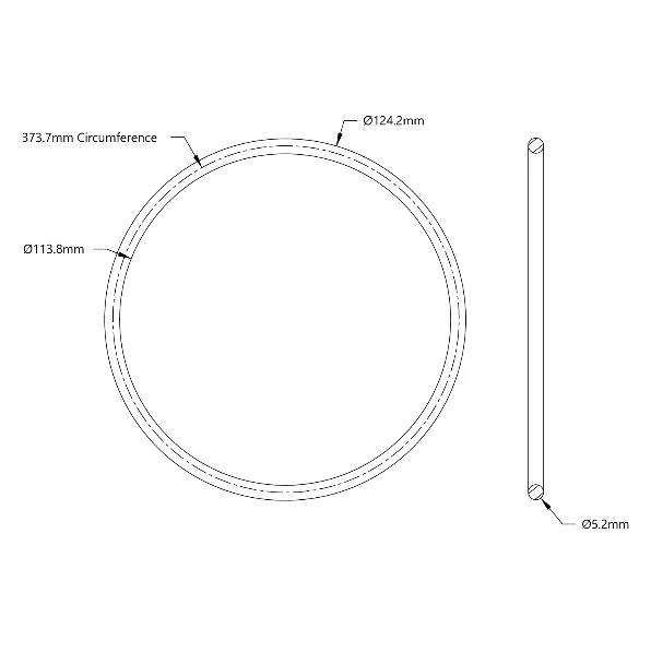 5405 Series Round Belt (5mm Cord Diameter, 374mm Circumference) technical drawing