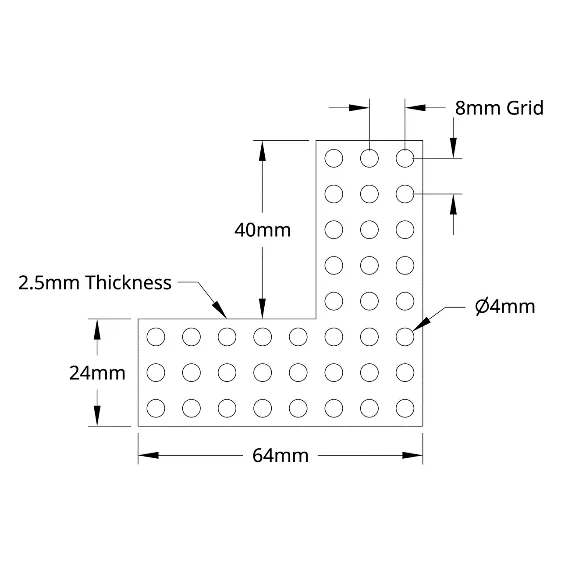 3137 Series Steel Flat Grid Bracket (1-2) technical drawing