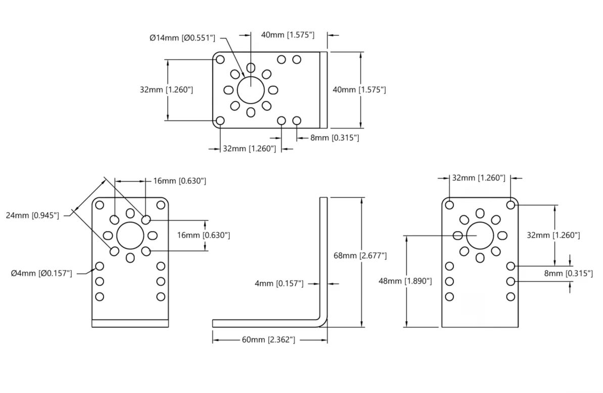 3142 Series Steel Angle Pattern Bracket (1-1) technical drawing