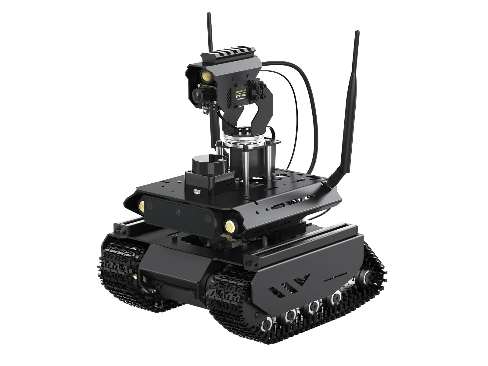 UGV Beast ROS 2 Open-source Off-Road Tracked AI Robot For Jetson Orin Series Board, Dual controllers, 360° Flexible Omnidirectional Pan-Tilt, Optional For Jetson Orin Nano 4GB Kit