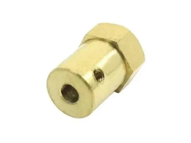 Brass Hex Motor Shaft Coupling, 6 mm ID, 18 mm