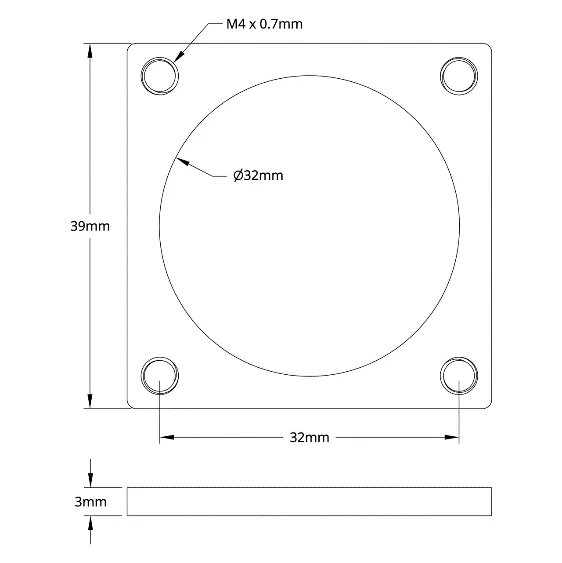 4803 Series Stainless Steel Threaded Plate (39-39) technical drawing