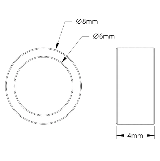 3512 Series 6mm ID Spacer (8mm OD, 4mm Length) technical drawing