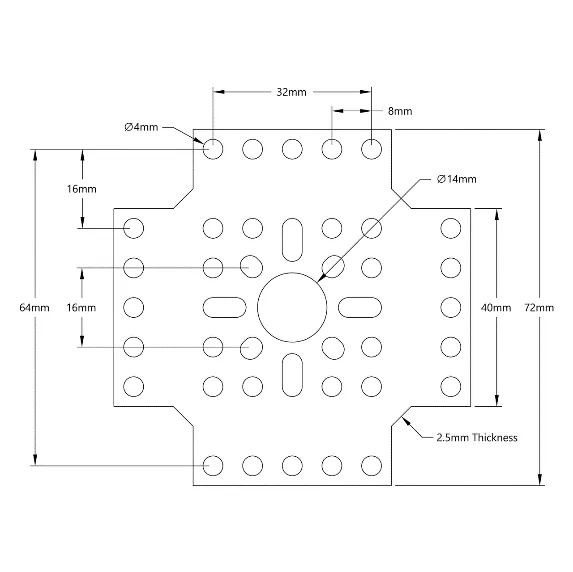 3108 Series Flat Pattern Bracket (3-1) technical drawing