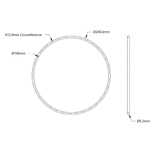 5405 Series Round Belt (5mm Cord Diameter,613mm Circumference) technical drawing
