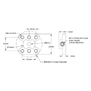 3308 Series Lightweight Set Screw Hub (4mm Bore) technical drawing
