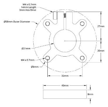 3302 Series Clamping Hub (21mm Bore) technical drawing