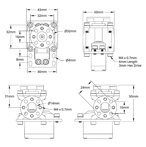 ServoBlock™ (Standard Size, 25 Tooth Spline, Hub Shaft) technical drawing