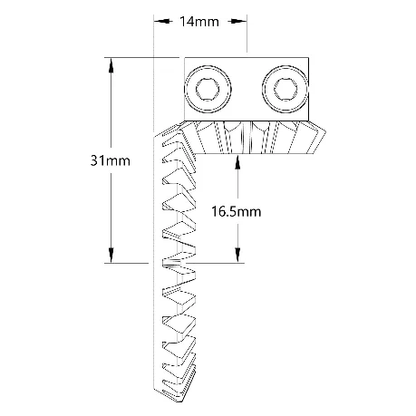 2:1 Ratio Bevel Gear Set (8mm REX Bore Pinion Gear) technical drawing