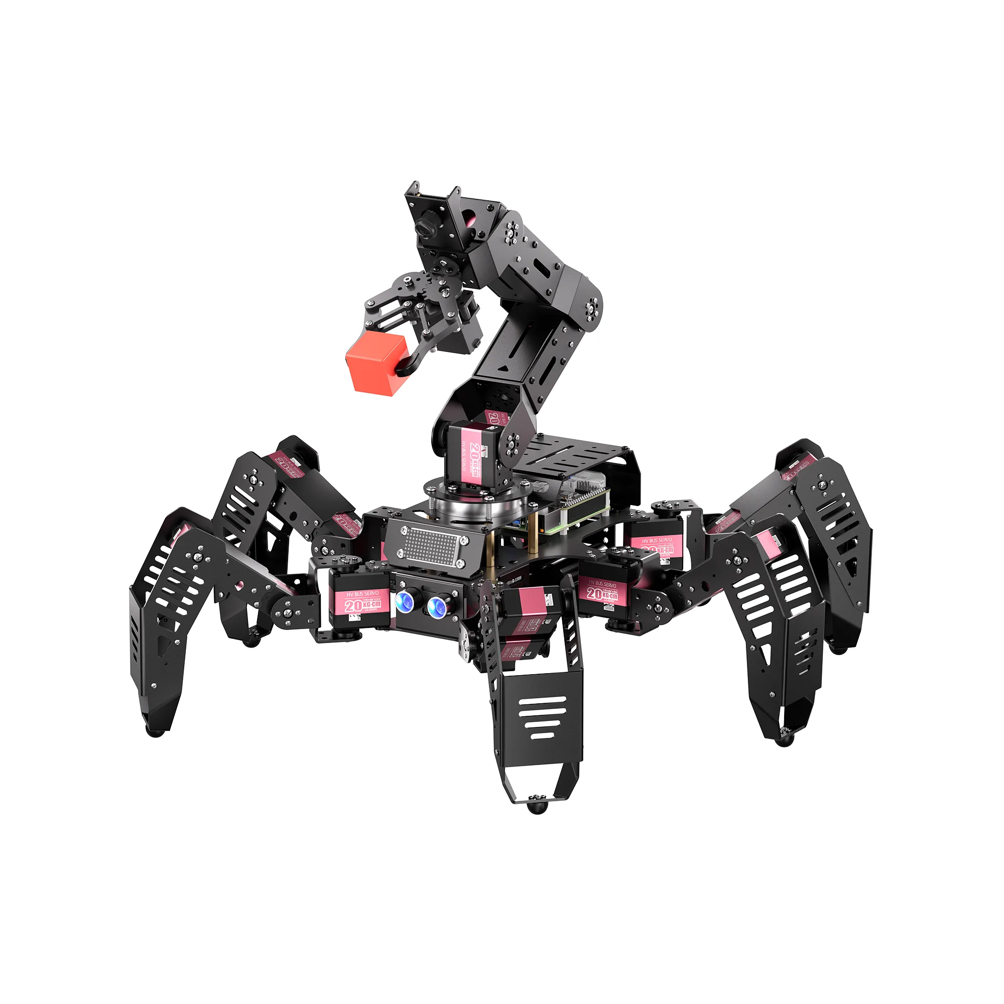 SpiderPi Pro: Hiwonder Hexapod Robot with AI Vision Robotic Arm Powered by Raspberry Pi 5