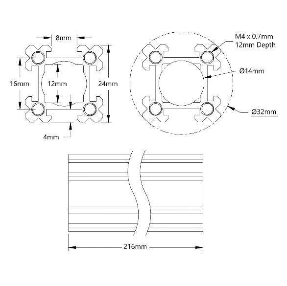 3109 Series goRUN (216mm Length) technical drawing
