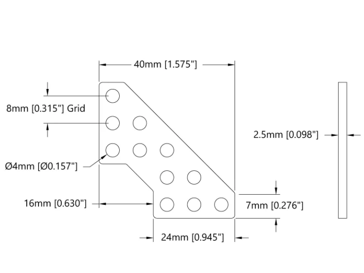 Steel Gusset-Plate (3 x 3 Hole) - 4 Pack technical drawing