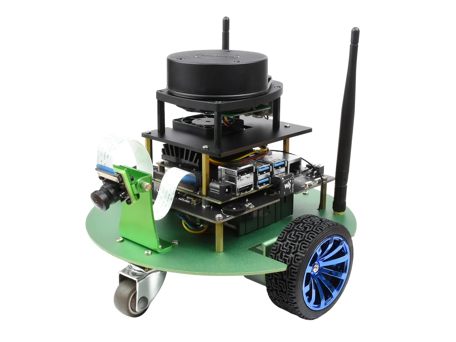 JetBot Professional Version ROS AI Kit B, Dual Controllers AI Robot, Lidar Mapping, Vision Processing, comes with Waveshare Jetson Nano Dev Kit.