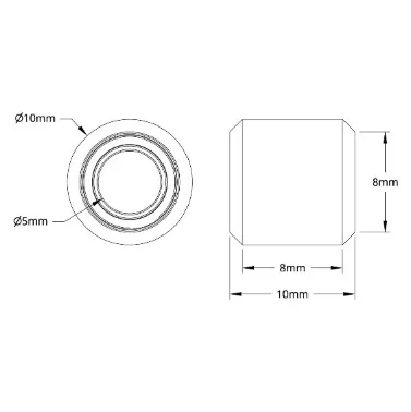 5600 Series V-Wheel (5mm Bore, 10mm OD, 10mm Width) technical drawing