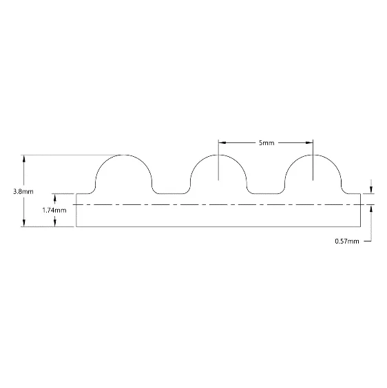 5412 Series 5mm HTD Pitch Timing Belt (9mm Width, 520mm Pitch Length, 104 Tooth) technical drawing