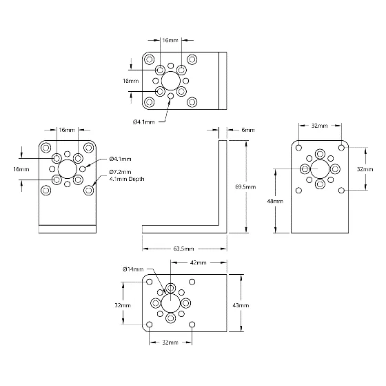 3202 Series Angle Pattern Mount (1-2) technical drawing