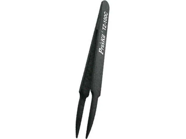 Pro'sKit TZ-100C Round Tip Conductive Tweezers, 115 mm