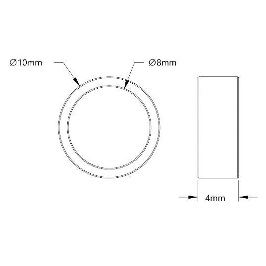 3514 Series 8mm ID Spacer (10mm OD, 4mm Length) technical drawing