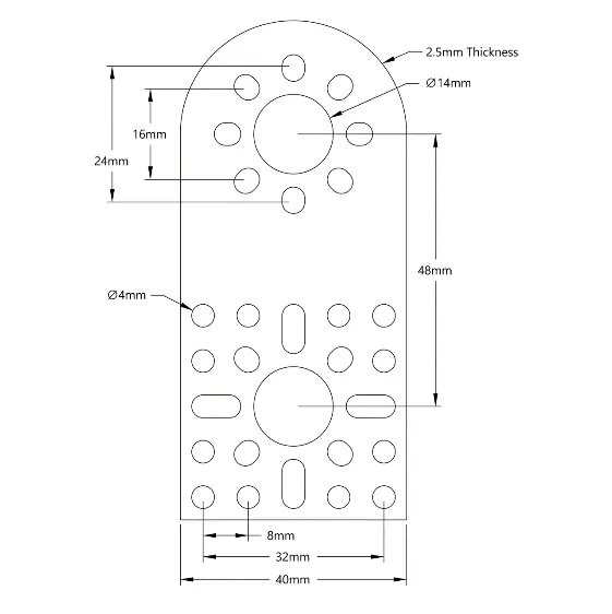 3108 Series Flat Pattern Bracket (1-2) technical drawing