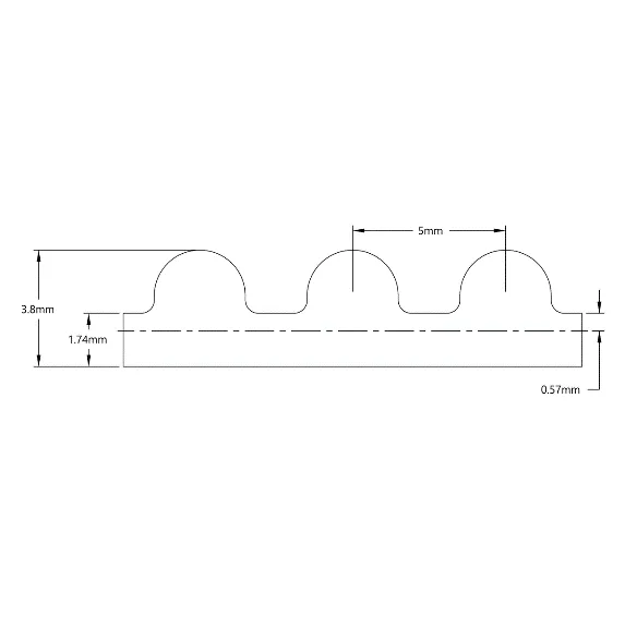 5412 Series 5mm HTD Pitch Timing Belt (9mm Width, 320mm Pitch Length, 64 Tooth) technical drawing