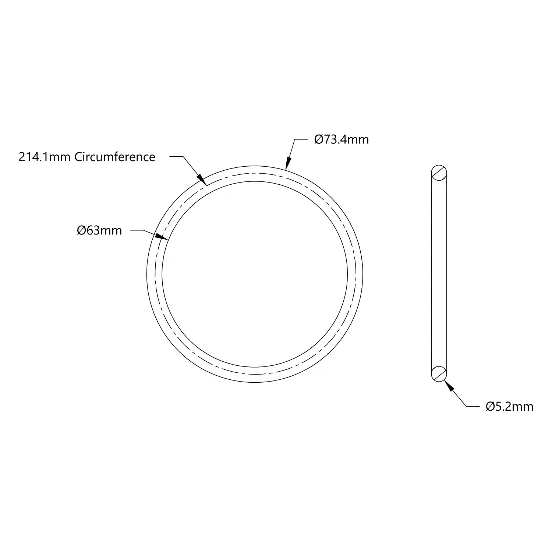 5405 Series Round Belt (5mm Cord Diameter, 214mm Circumference) technical drawing