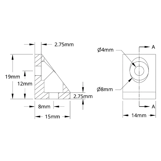 3204 Series Gusseted Angle Mount (1-2) technical drawing