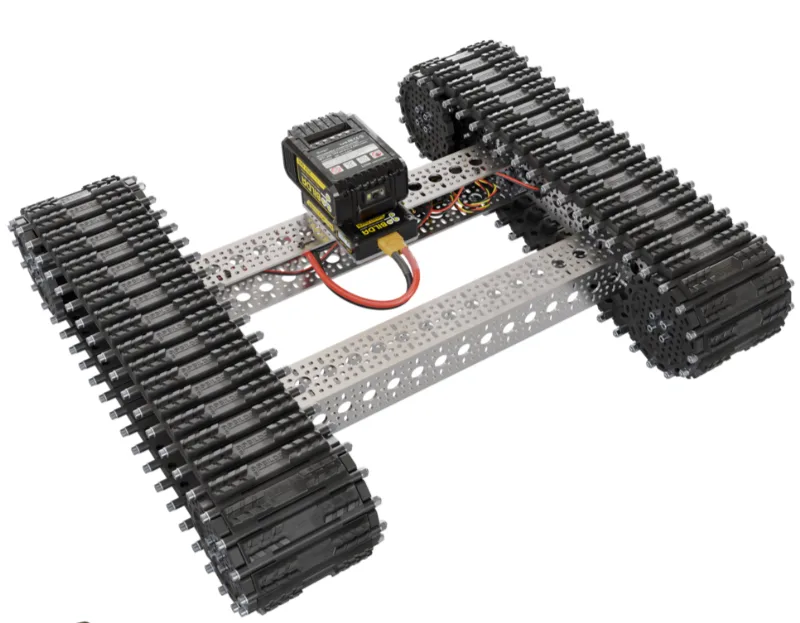 Bravo RC Tank Track Chassis (Rubber Treads,25lb Payload, 4mph)