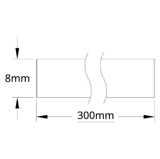 4100 Series Stainless Steel Round Shaft (8mm Diameter, 300mm Length) technical drawing