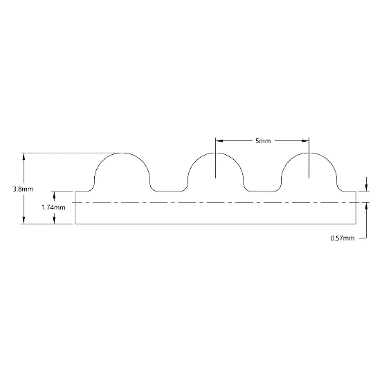 5412 Series 5mm HTD Pitch Timing Belt (9mm Width, 265mm Pitch Length, 53 Tooth) technical drawing