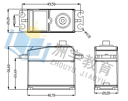 180°Standard-Scale Servo Motor(11KG) technical drawing
