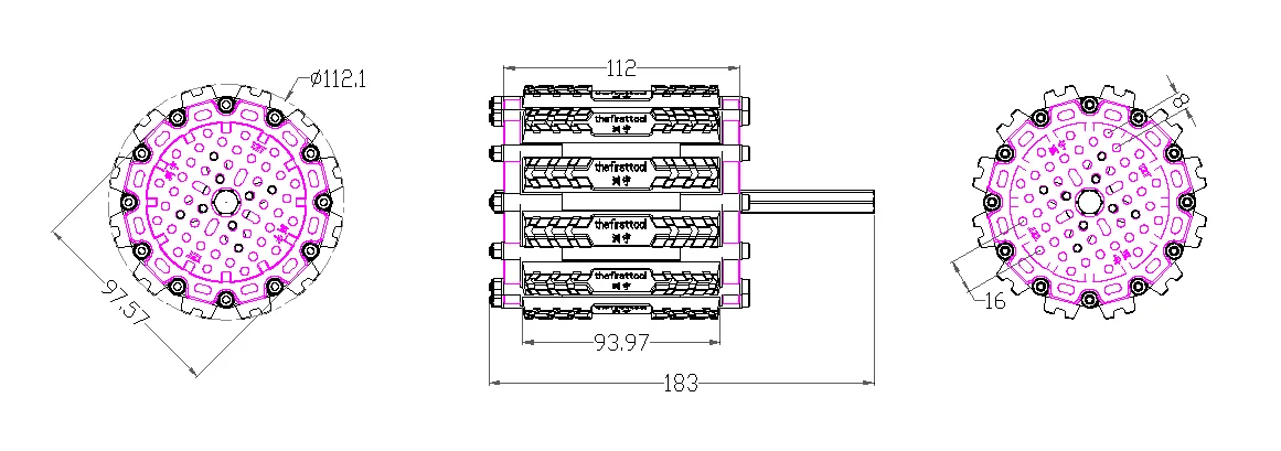 Badlands Tank Track extra-wide wheel technical drawing