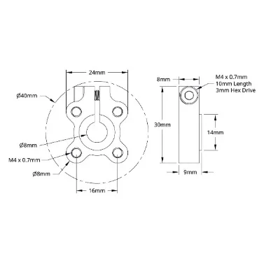 3301 Series Clamping Hub (8mm Bore) technical drawing