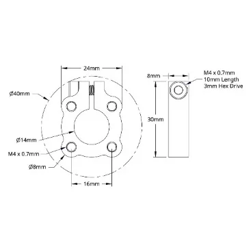 3301 Series Clamping Hub (14mm Bore) technical drawing