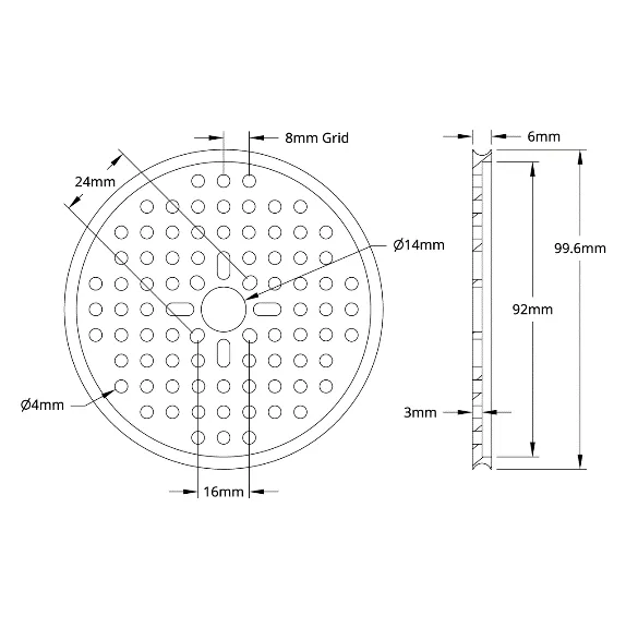5400 Series Hub Mount Round Belt Pulley (14mm Bore, 96mm PD) technical drawing