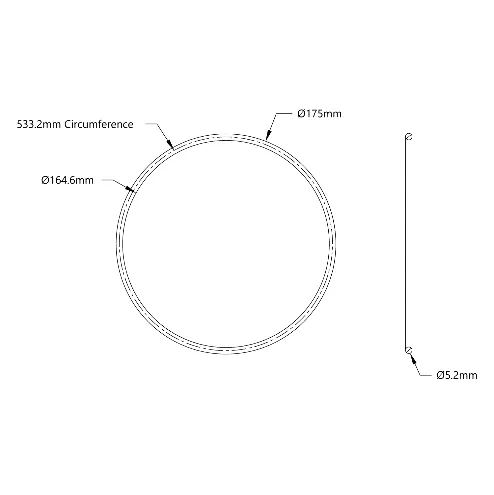 5405 Series Round Belt (5mm Cord Diameter, 533mm Circumference) technical drawing