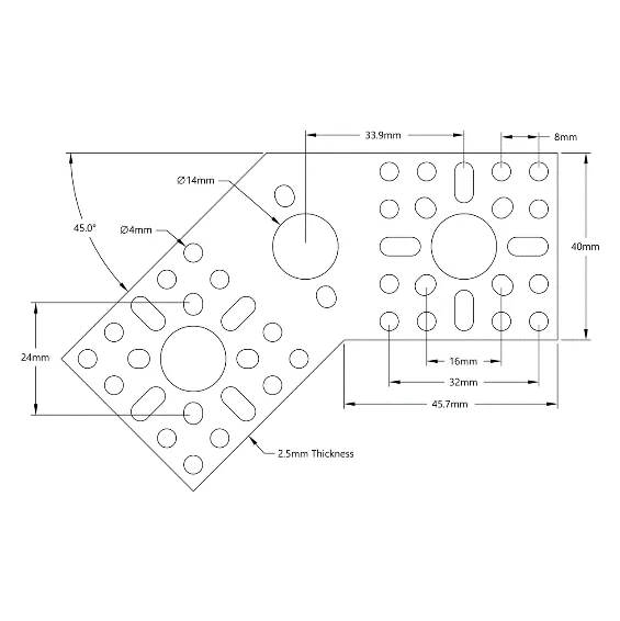 3108 Series Flat Pattern Bracket (2-3) technical drawing