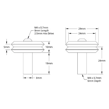 W-Wheel Standoff Kit (24mm Center Height) technical drawing