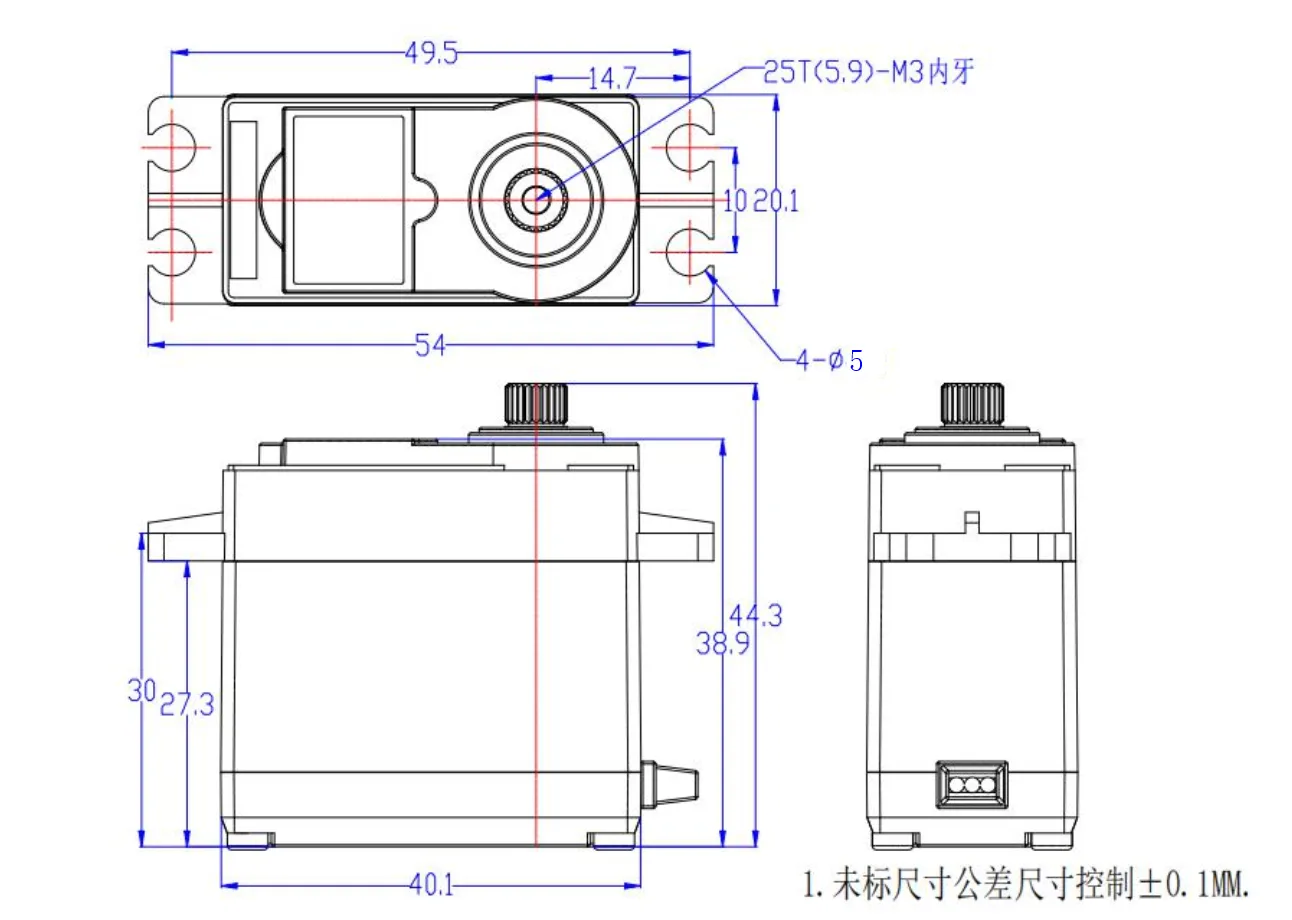 4000 Series 5-Turn, Dual Mode Servo (25-2, Torque) technical drawing