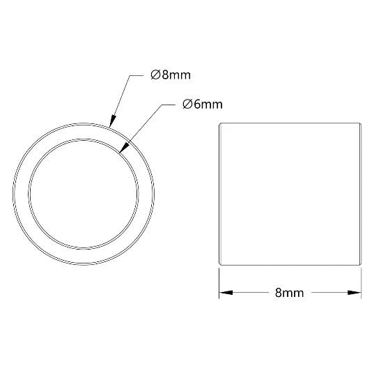 3512 Series 6mm ID Spacer (8mm OD, 8mm Length) technical drawing