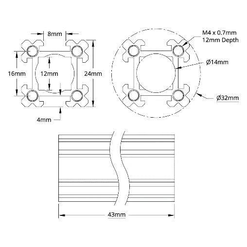 3109 Series goRUN (43mm Length) technical drawing