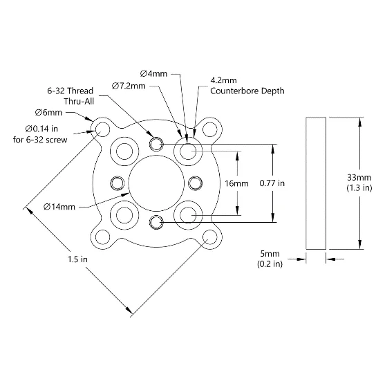 3206 Series Pattern Adaptor (16-4) technical drawing