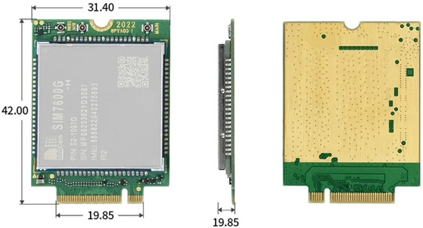 Standard M.2 B Key form factor