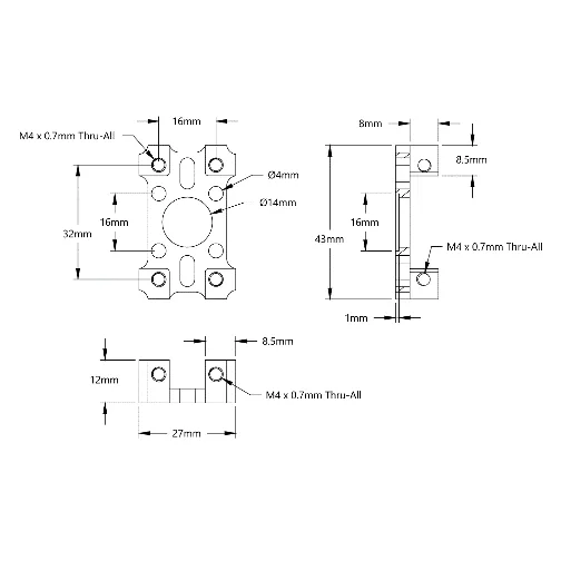 3201 Series Quad Block Pattern Mount (27-1) technical drawing