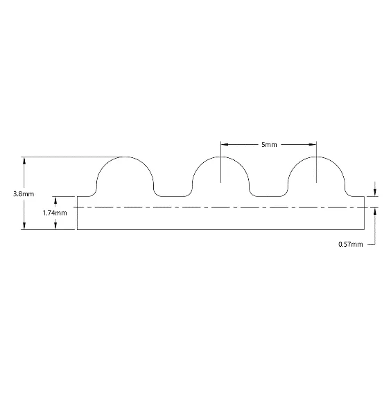 5412 Series 5mm HTD Pitch Timing Belt (9mm Width, 535mm Pitch Length, 107 Tooth) technical drawing