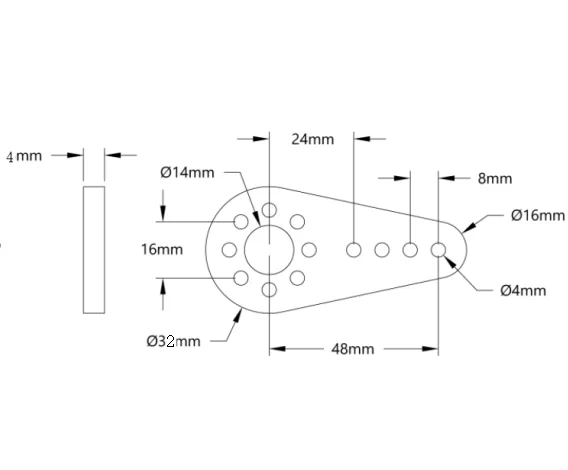 Aluminum Hub-Mount Control Arm (48mm Length) technical drawing