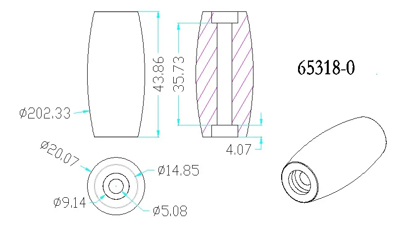 4"RollerB technical drawing