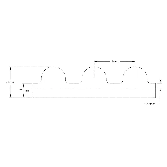 5412 Series 5mm HTD Pitch Timing Belt (9mm Width, 650mm Pitch Length, 130 Tooth) technical drawing