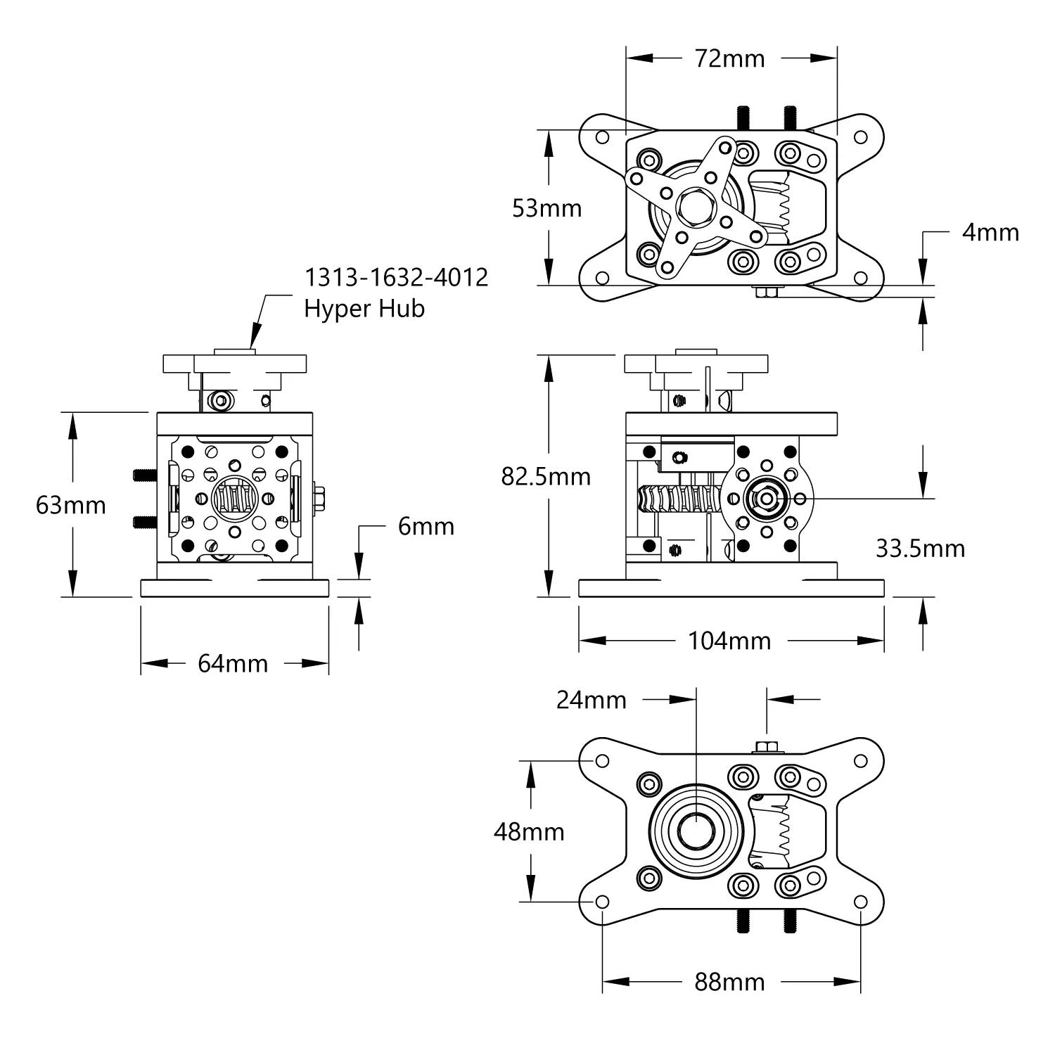 Super Duty Worm Drive Pan Kit (28:1 Ratio) technical drawing